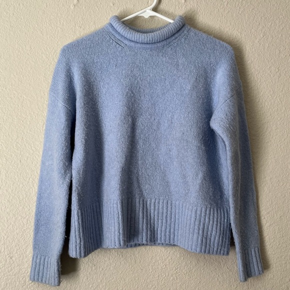 Madewell Sweaters - Madewell Wool Blend Pullover Crew Neck Bubble Collar Sweater Sky Blue Size Small